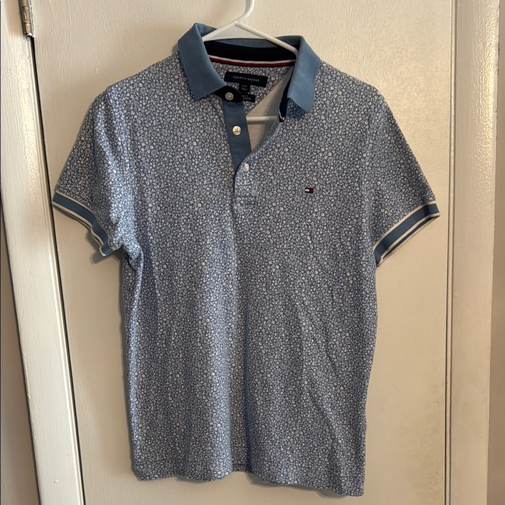 Tommy Hilfiger Light Blue Patterned Polo Shirt